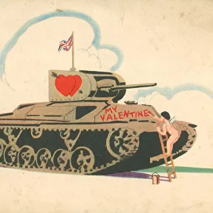 WW2 Valentines Card, Cupid's Tank
