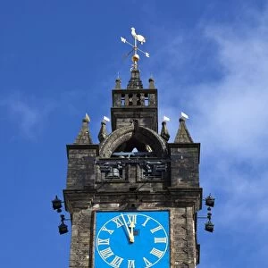 Close up of The Tolbooth Steeple, (Clock Tower), Glasgow Cross, Trongate, Merchant City