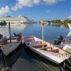 Cruise ship in St. Johns Harbour, St. Johns, Antigua, Leeward Islands, West Indies, Caribbean, Central America