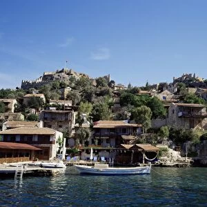 View from the sea of the village of Simena