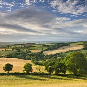 Beautiful sky above summer countryside, Raddon Hill, Crediton, Devon, England. Summer