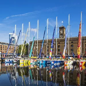 England, London, Wapping, St. Katharine Docks Marina, Colourful Clippers Awaiting The