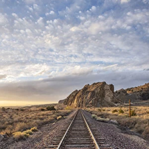 USA, New Mexico, railroad track near Cerrillos