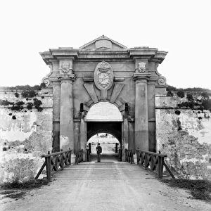 CUBA: LA CABANA, c1900. Entrance gates to the Fortaleza de San Carlos de la Cabana