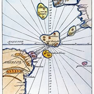 TRACES OF ATLANTIS midway between Africa and America on a German map, 1785