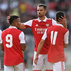 Arsenal Celebrates Goals Against 1. FC Nurnberg in Pre-Season Match