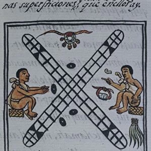 A game with rings by Fra Bernardino de Sahagun from The Code of Florence Historia general de las cosas de Nueva Espana in Spanish and Nahuatl, facsimile