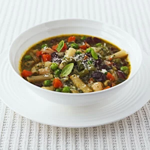 Genoese minestrone in bowl, close-up