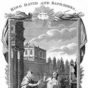 King David looking down from the roof of his palace sees Bathsheba, wife of Uriah the Hittite