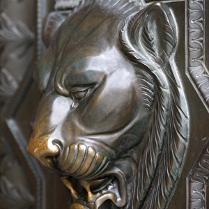 Lion head on a door of Fourviere basilica