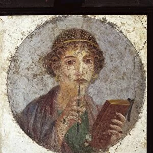 Portrait of a young woman (so-called Sappho) from Italy, Campania, Pompeii, painting on plaster, 55-79 A. D