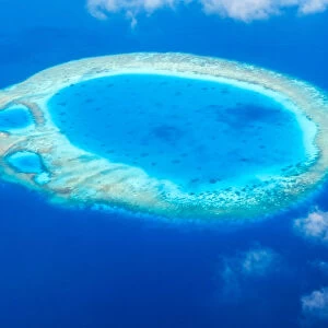 Aerial of atoll in the Maldives, Indian Ocean