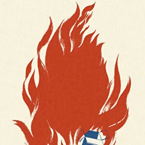 Illustration of a paper box set on fire