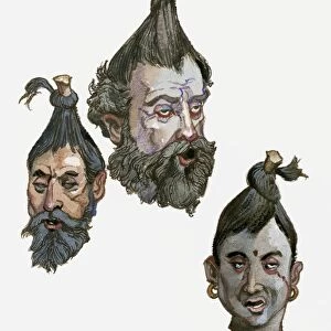 Illustration of three severed heads