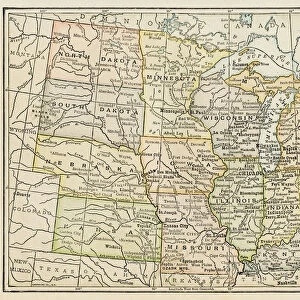 Map of Central States USA 1898
