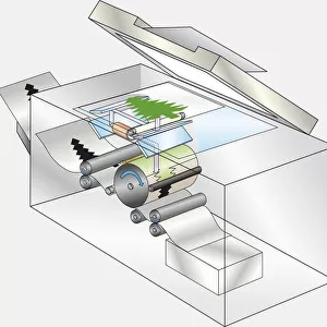 Photocopier, cross-section digital illustration