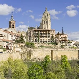 Segovia Cathedral and old town, Segovia, Castile and Leon, Spain