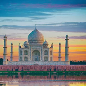 The Taj Mahal and the Yamuna River in Agra, India