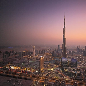 A view of Dubai at dusk