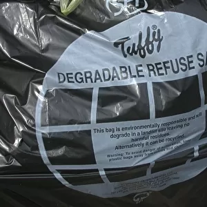 Degradable refuse sack. This bag is environmentally responsible and will degrade