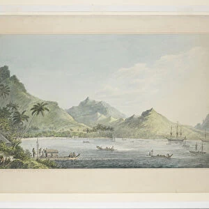 16: A View of Huaheine, from a series of watercolours illustrating Captain Cook