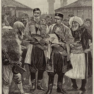 The Albanian Question, the Montenegrin Minister of War at Podgoritza (engraving)