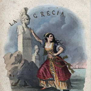 Allegory of greece - engraving from "Usi e Costumi di Tutti i Popoli dell