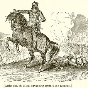 Attila and his Huns Advancing Against the Romans (engraving)
