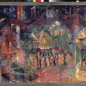 Un bar (A Bar) - Peinture de Georgi Bogdanovich Yakulov (1884-1928), huile sur toile, art russe, 20e siecle, futurisme - State Tretyakov Gallery, Moscou