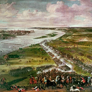 Battle for the Crossing of the Dvina, 1701 (oil on canvas)
