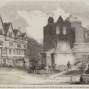 Boring Operation, near Gray s-Inn-Lane, in Connection with the Main Drainage of the Metropolis (engraving)
