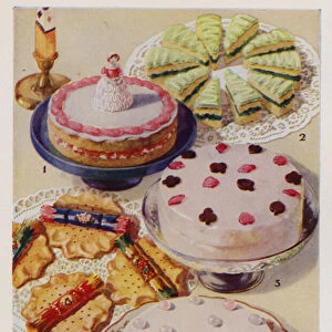 Cakes and biscuits (colour litho)