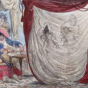 Cartoon about Napoleon, Paul Barras, Josephine and Mademoiselle de Fontenay