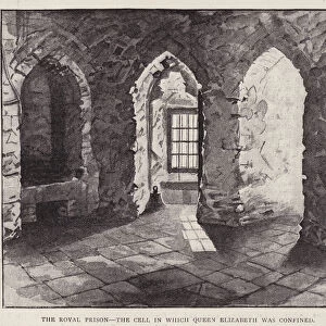 Cell in the Tower of London in which the future Queen Elizabeth I was imprisoned in 1554 during the reign of her half-sister Mary I (litho)