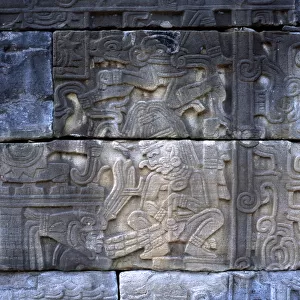 Centre relief, South Wall, South Ball Court, Late Classic period (stone)