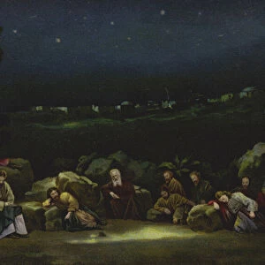 Christ on the Mount of Olives (colour litho)