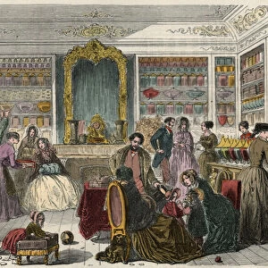 Confectionery shop in Paris in the 19th century - Engraving in "