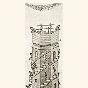 Construction of the Tower of Babel, 1878 (litho)