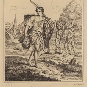 David with the Head of Goliath, 1 Samuel (engraving)