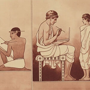 Egyptian scribe and Greek schoolboy (litho)