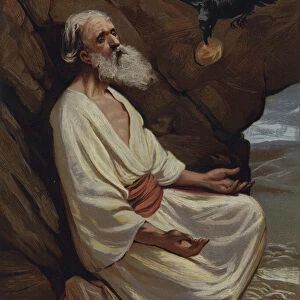 Elijah fed by Ravens (chromolitho)