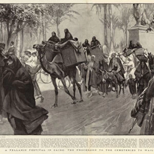 A Fellahin Festival in Cairo, the Procession to the Cemeteries to wail the Dead (litho)