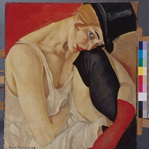Femme en chapeau haut de forme - Peinture de Boris Dmitryevich Grigoriev (1886-1939), huile sur toile (71x62, 5 cm), 1919 - (Lady in Top Hat, Oil on canvas by Boris Dmitryevich Grigoriev, 1919) - Private Collection