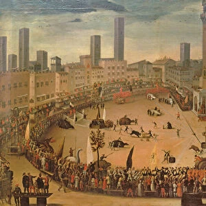 Festival in the Piazza del Campo, Siena (oil on canvas)