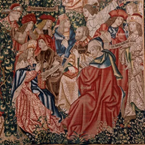 Flemish tapestry. Series The Parable of the Labourers in the Vineyard. The call to the labourers (La llamada a los trabajadores). First tapestry in the series. Manufacture Brussels, Pieter van Aelsts workshops(?). Ca 1500