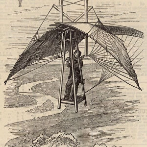 The flying mans parachute (engraving)