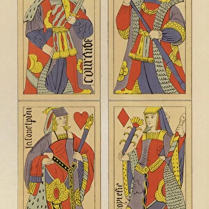 French playing cards, 15th Century (chromolitho)