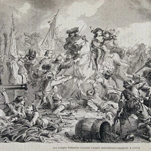 The French troops of Louis II of Bourbon, Prince of Conde (Bourbon-Conde) (Grand Conde) (1621-1686) crashed the Austro-Spanish army at Rocroy