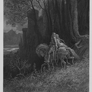 Geraint and Enid ride away (engraving)