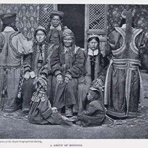 A Group of Mongols (b / w photo)
